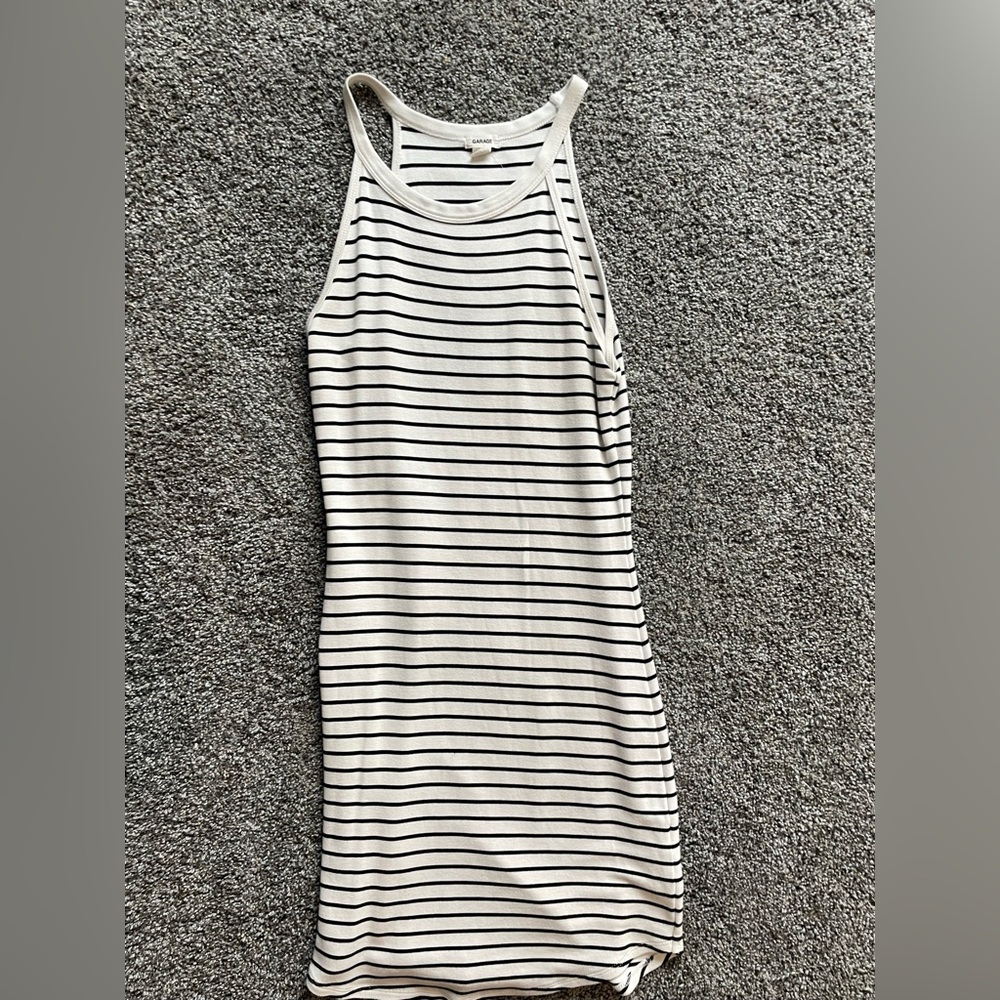 White and Black stripped Mini Dress